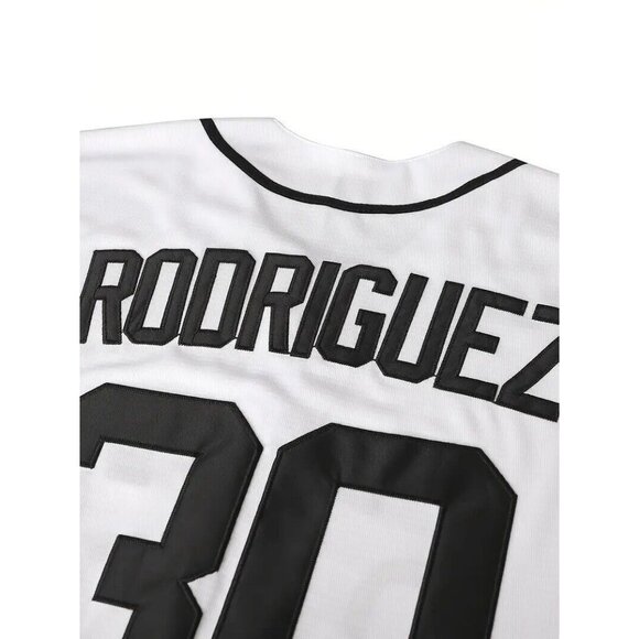 Sandlot Baseball Jersey Benny The Jet Rodriguez #30 White Stitched - Picture 5 of 8